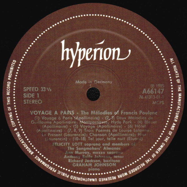 Voyage À Paris (The Mélodies Of Francis Poulenc)