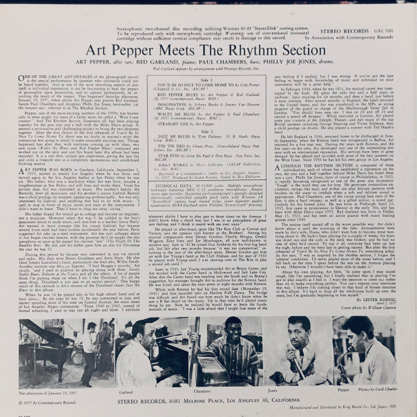 Art Pepper Meets The Rhythm Section