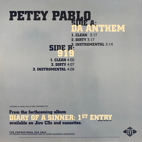 Release: Da Anthem / 919-Vinyl-US-2000-JDAB-42754-1-3644865