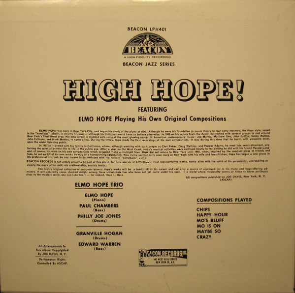 Release: High Hope!-Vinyl-Japan-1991-TFJL-38007, TFJL-38007-6484968