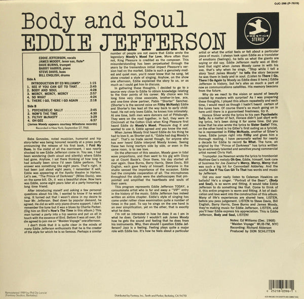 Master Release: Body And Soul by Eddie Jefferson