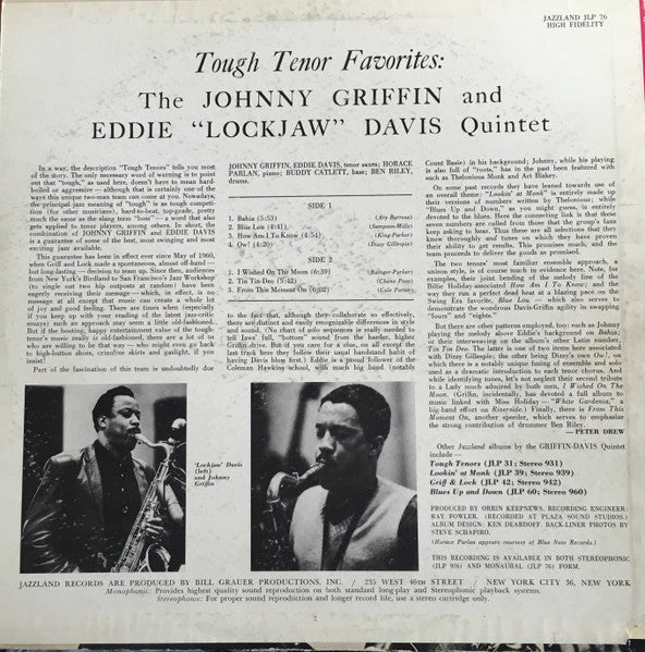 Master Release: Tough Tenor Favorites by The Eddie Davis-Johnny Griffin Quintet