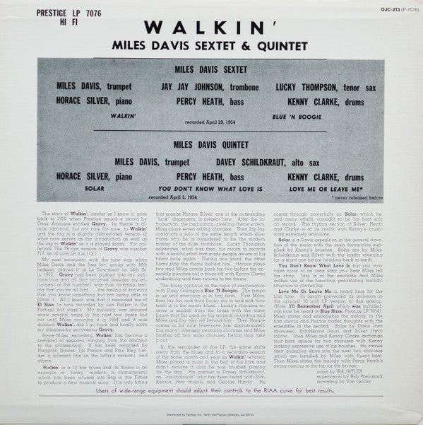 Release: Walkin'-Vinyl-US-1986-OJC-213, P-7076-3895880