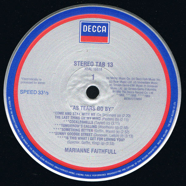 Release: As Tears Go By-Vinyl-Europe-1981-TAB 13-8776469