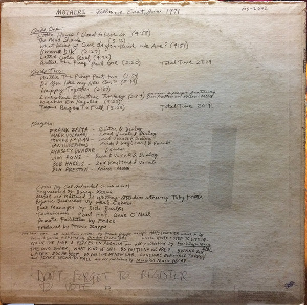 Release: Fillmore East - June 1971-Vinyl-US-1976-MS 2042-8198178