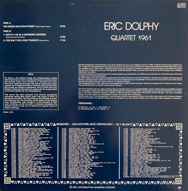 Master Release: Quartet 1961 by Eric Dolphy