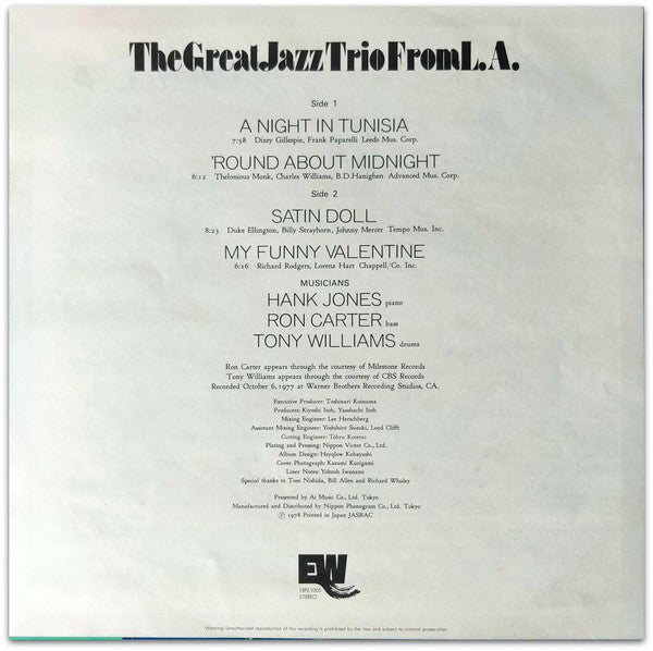 Release: The Great Jazz Trio Direct From L.A.-Vinyl-Japan-None-18PJ-1005-2095331