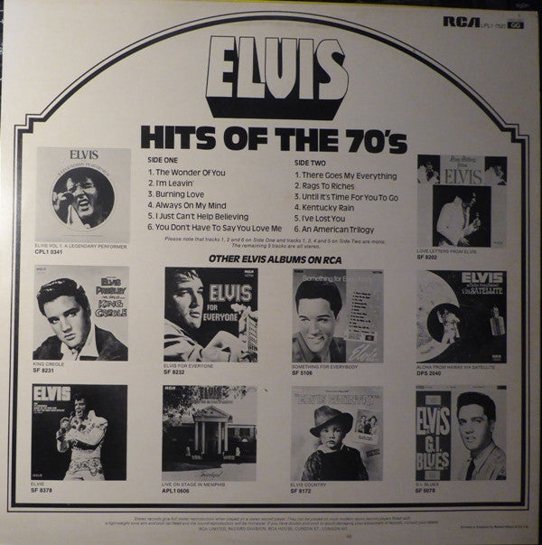 Master Release: Hits Of The 70's by Elvis Presley