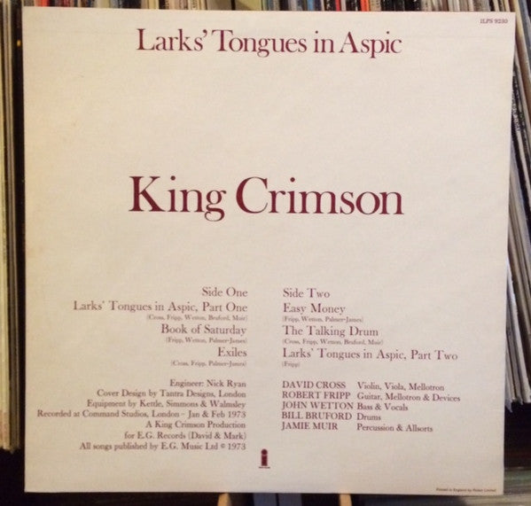 Release: Larks' Tongues In Aspic-Vinyl-UK-1973-ILPS 9230-6072521