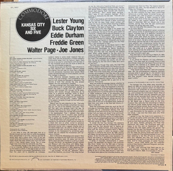Master Release: Kansas City Six And Five by Lester Young