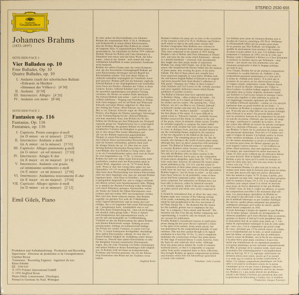Master Release: Balladen Op. 10 / Fantasien Op. 116 by Johannes Brahms