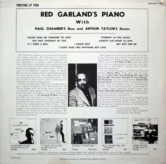 Release: Red Garland's Piano-Vinyl-US-1983-OJC-073, P-7086-3782157
