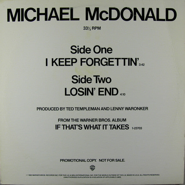 Release: I Keep Forgettin'-Vinyl-US-1982-PRO-A-1057-1591224
