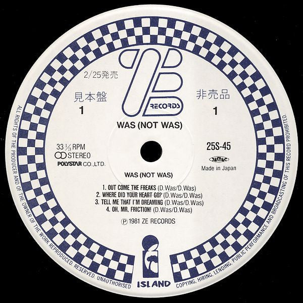 Release: Was (Not Was)-Vinyl-Japan-1982-25S-45, 25S-45, 25S-45-8912649
