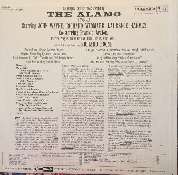 Release: The Alamo (In Todd-AO)-Vinyl-US-None-CS 8358-3746930
