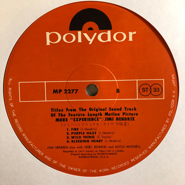 More "Experience" Jimi Hendrix (Titles From The Original Sound Track Of The Feature Length Motion Picture) (Volume Two)