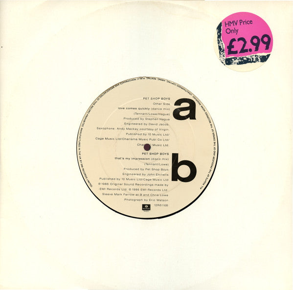 Release: Love Comes Quickly-Vinyl-UK-1986-12R6116-1180669