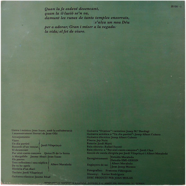 Release: Viure-Vinyl-Spain-1977-25 126-I, 25.126-I-6508864