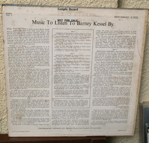 Music To Listen To Barney Kessel By
