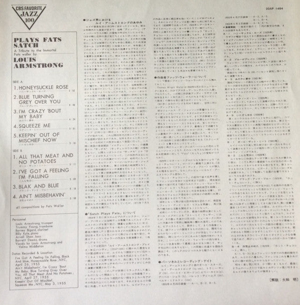 Satch Plays Fats: A Tribute To The Immortal Fats Waller By Louis Armstrong And His All-Stars