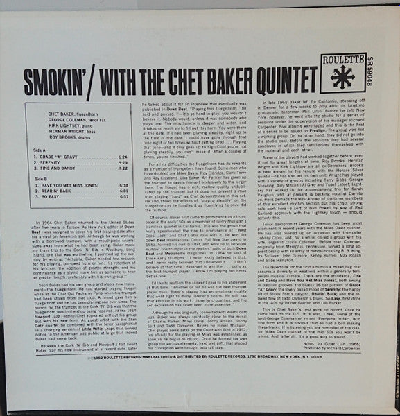 Master Release: Smokin' With The Chet Baker Quintet by The Chet Baker Quintet