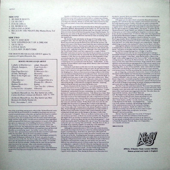 Master Release: Boots Mussulli by The Boots Mussulli Quartet