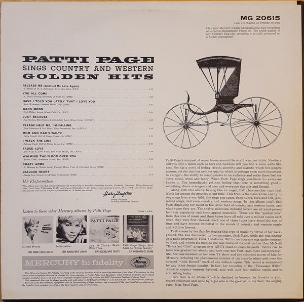 Master Release: Patti Page Sings Country And Western Golden Hits by Patti Page