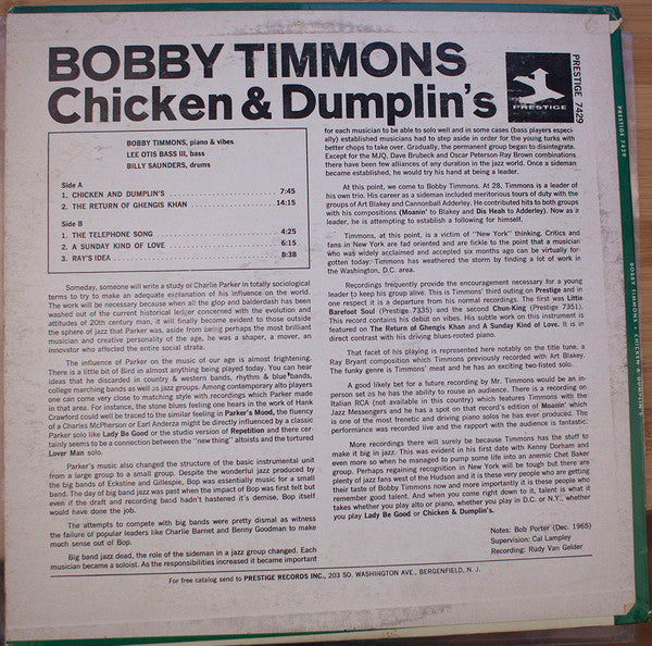 Master Release: Chicken & Dumplin's by Bobby Timmons