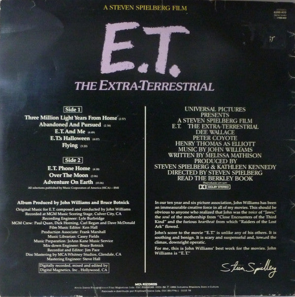 Release: E.T. The Extra-Terrestrial (Music From The Original Motion Picture Soundtrack)-Vinyl-Brazil-1982-6399 403-5480287