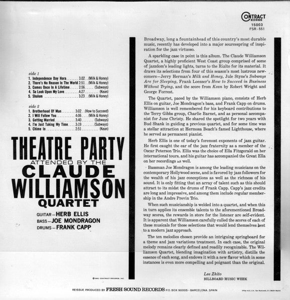 Master Release: Theatre Party Attended By The Claude Williamson Quartet by The Claude Williamson Quartet