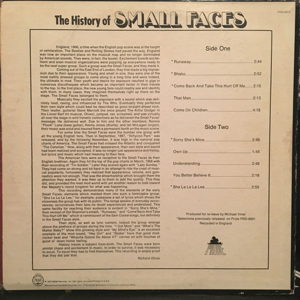 Master Release: The History Of Small Faces by Small Faces
