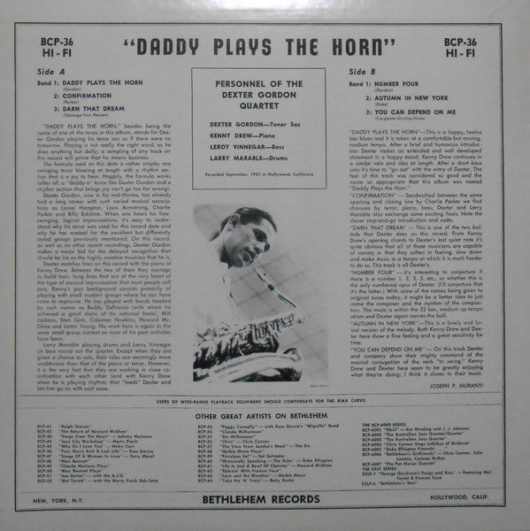 Release: Daddy Plays The Horn-Vinyl-US-None-BCP-36-5404846