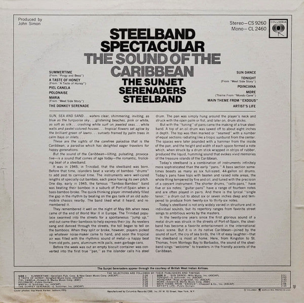 Master Release: Steelband Spectacular - The Sound Of The Caribbean by The Sunjet Serenaders Steelband