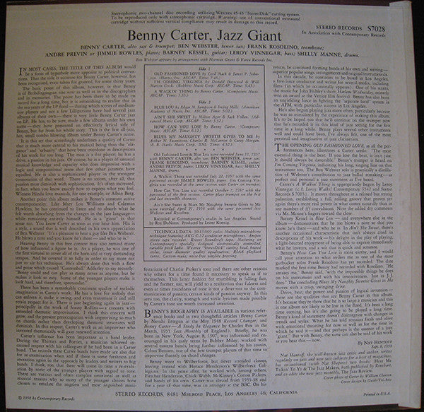 Release: Jazz Giant-Vinyl-US-1958-S7028, S7028-5476107