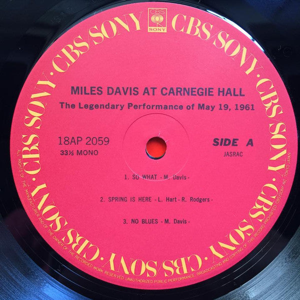 Release: Miles Davis At Carnegie Hall-Vinyl-Japan-1981-18AP 2059-3758587