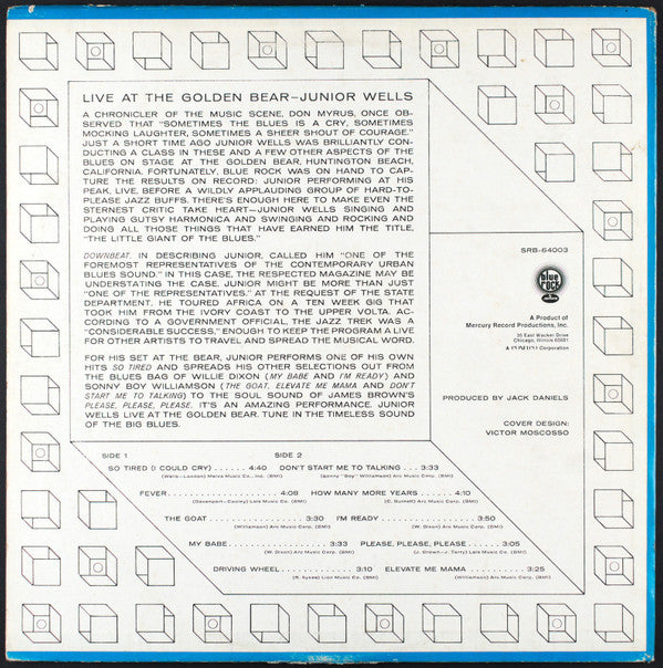 Release: Sings Live At The Golden Bear-Vinyl-US-1969-SRB 64003, SRB-64003-3010132