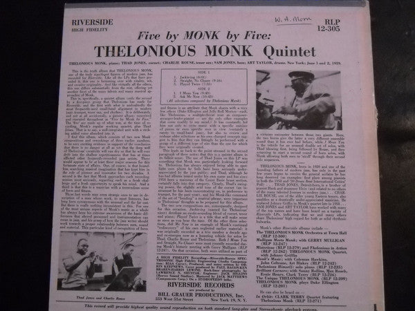 Release: 5 By Monk By 5-Vinyl-US-None-RS 12-9305, 1150-3077692