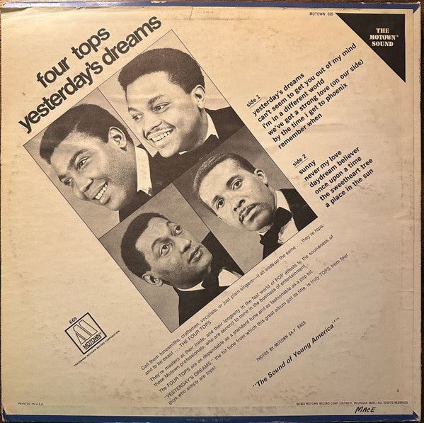 Release: Yesterday's Dreams-Vinyl-US-1968-S-669, MS 669, 669, MOTOWN 669-5182453
