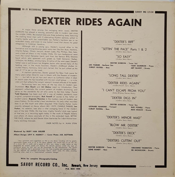 Release: Dexter Rides Again-Vinyl-US-None-MG 12130-5690848