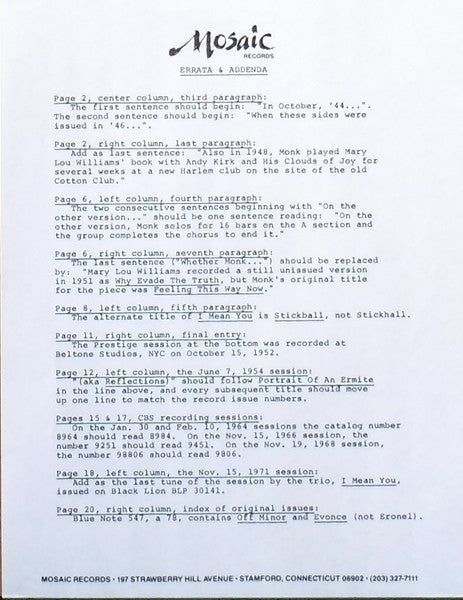 The Complete Blue Note Recordings Of Thelonious Monk