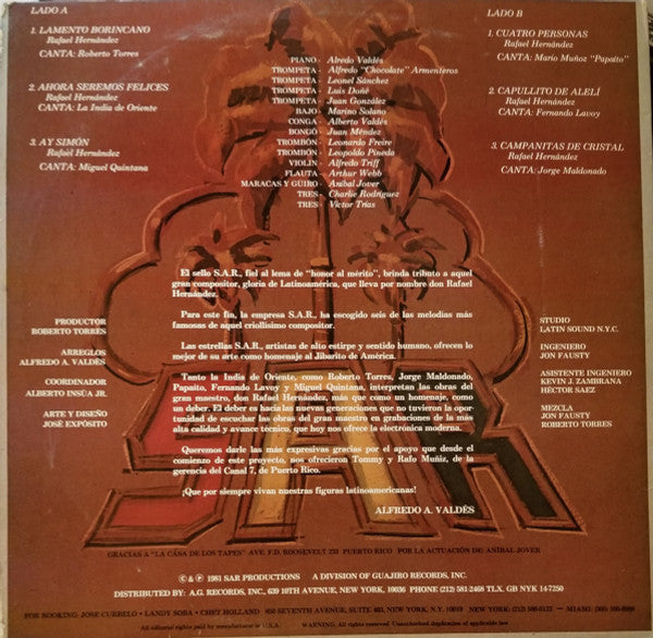 Master Release: Interpretan A Rafael Hernandez by SAR All Stars