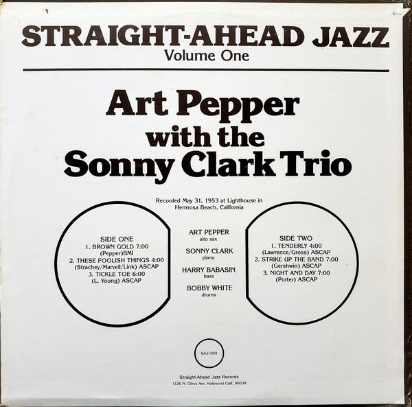 Release: Straight-Ahead Jazz Volume One-Vinyl-US-None-SAJ-1001-4840101