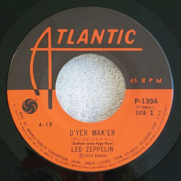Release: D'yer Mak'er-Vinyl-Japan-1976-P-139A-3100325