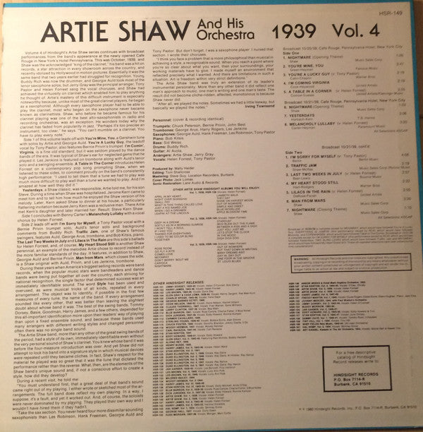 Master Release: The Uncollected Artie Shaw, Vol. 4, 1939  by Artie Shaw And His Orchestra