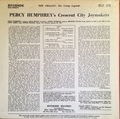 Master Release: Percy Humphrey's Crescent City Joy Makers by Percy Humphrey And His Crescent City Joymakers