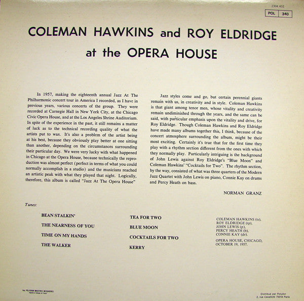 Master Release: At The Opera House by Coleman Hawkins