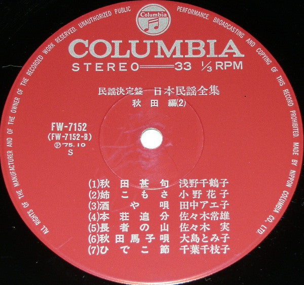 民謡決定盤 (2) 日本民謡全集 - 秋田編