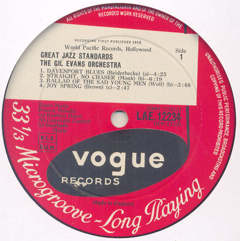 Release: Great Jazz Standards-Vinyl-UK-1960-LAE 12234, LAE.12234-3346666