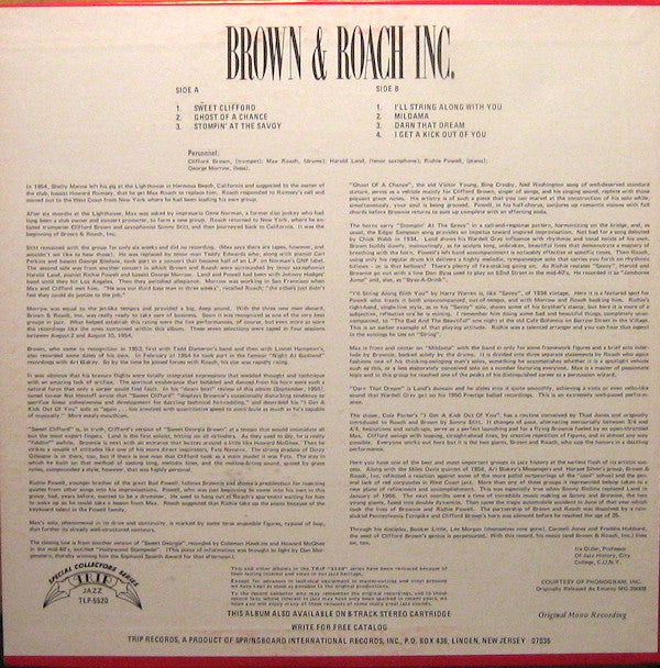 Release: Brown And Roach Incorporated-Vinyl-US-1974-TLP-5520-2597027