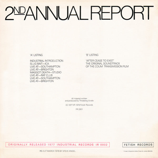 Master Release: The Second Annual Report by Throbbing Gristle